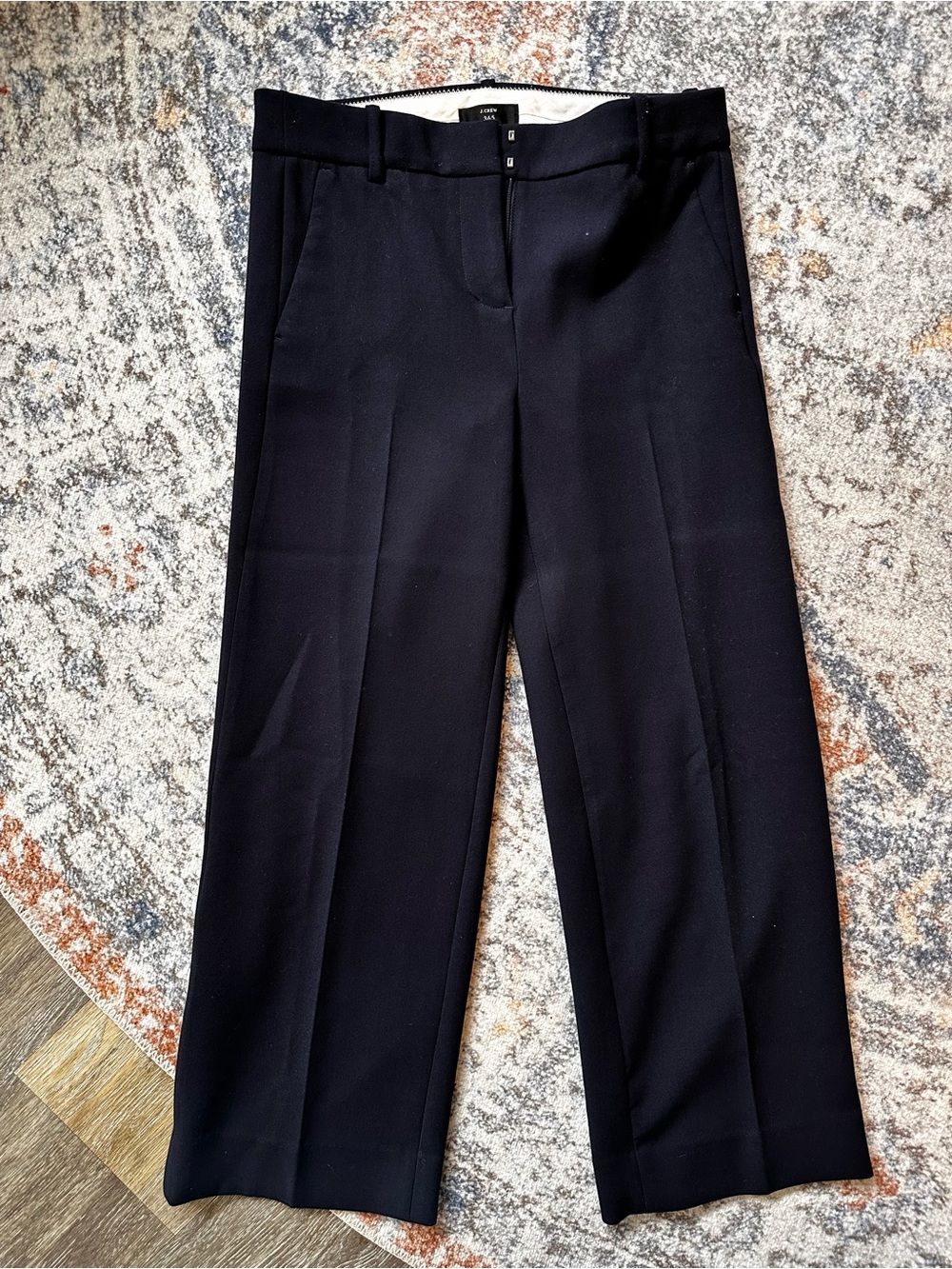 J. Crew Navy Straight-Leg Crop Trouser